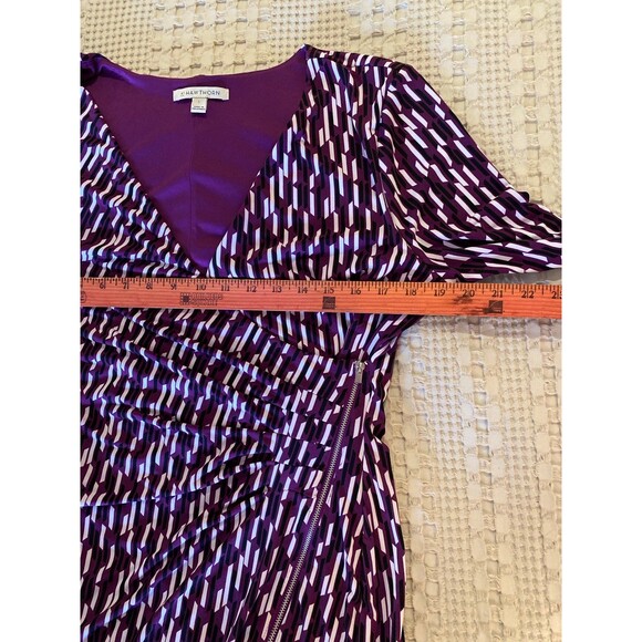 41 Hawthorn Dress Plum Purple Pattern Size large Wrap Style w/ Stylish Zipper - Picture 11 of 12